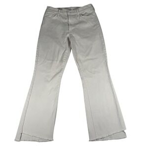 MOTHER Insider Crop Step Fray Jeans Glass Slipper Size 27 Flare Leg White